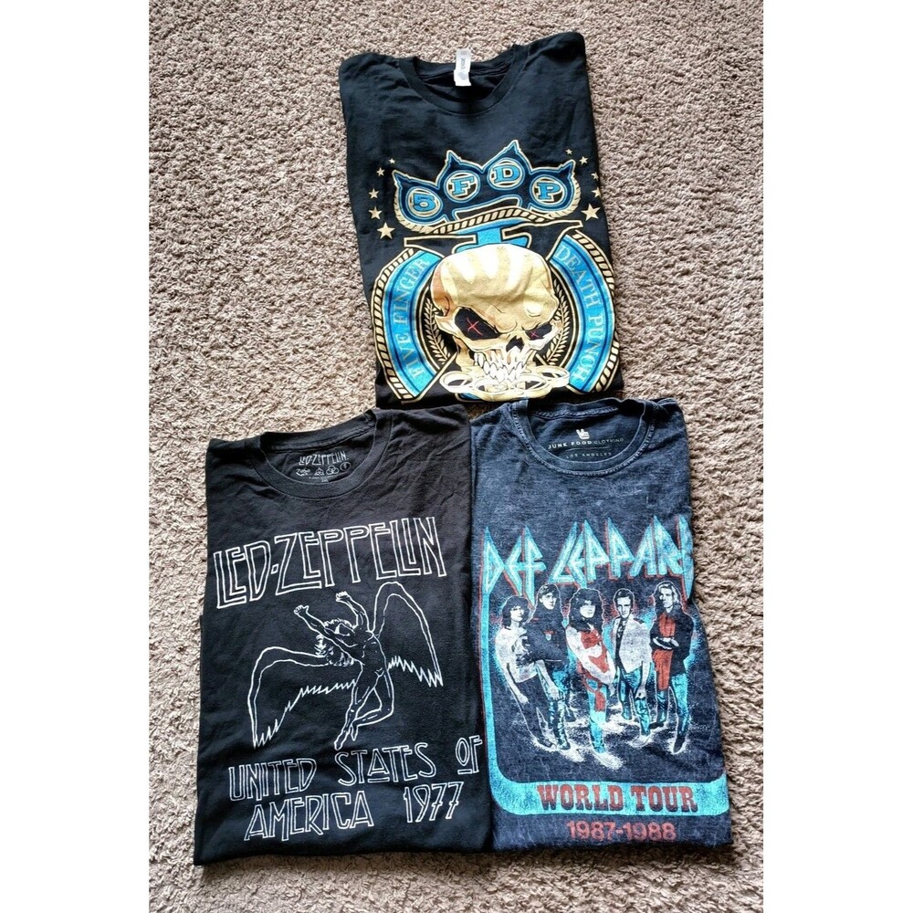 Rock Band T-Shirt Bundle Black Graphic Print Lot Of 3